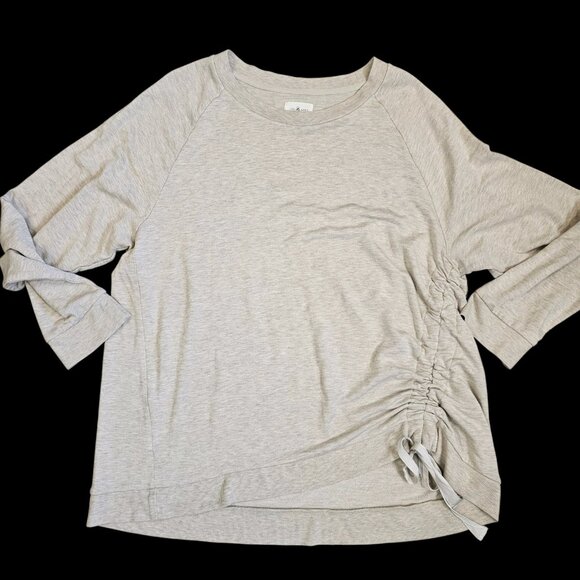 Lou & Gray Signaturesoft Cream Sweatshirt Size XXL Side Cinch Beige Cozy Casual - Picture 11 of 11